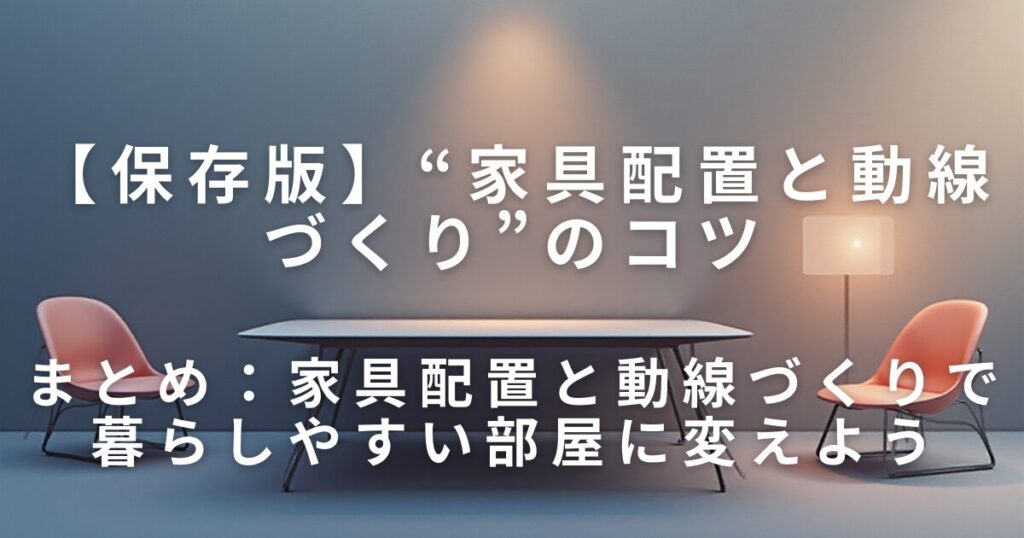 狭い部屋でも快適に暮らせる“家具配置と動線づくり”のコツ｜無理せず片付く整理術_まとめ01