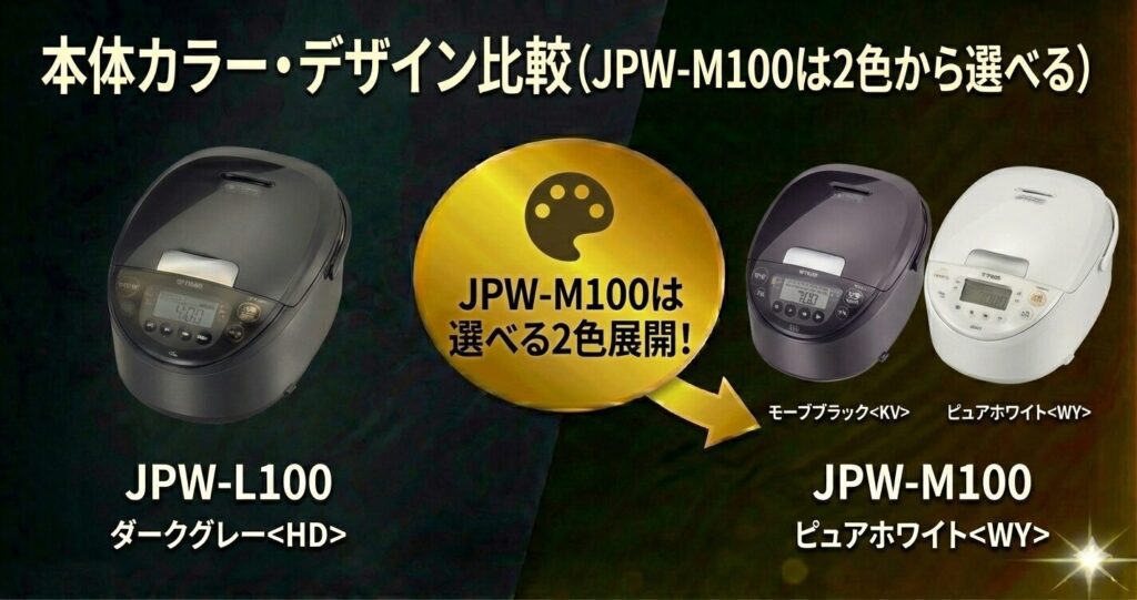 JPW-L100とJPW-M100の違いを比較！どちらがおすすめ？タイガー魔法瓶炊飯器について解説_カラー01