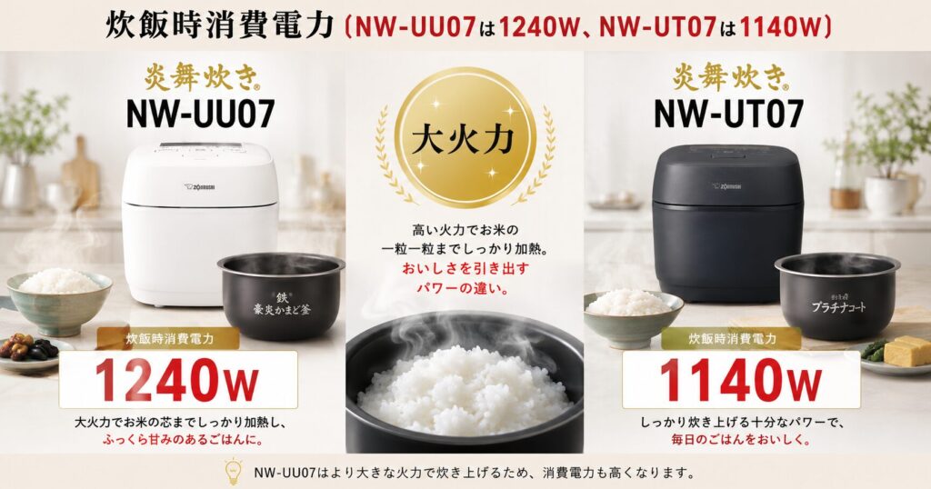 NW-UU07とNW-UT07の違いを比較！どちらがおすすめ？象印炊飯ジャーについて解説_電力01