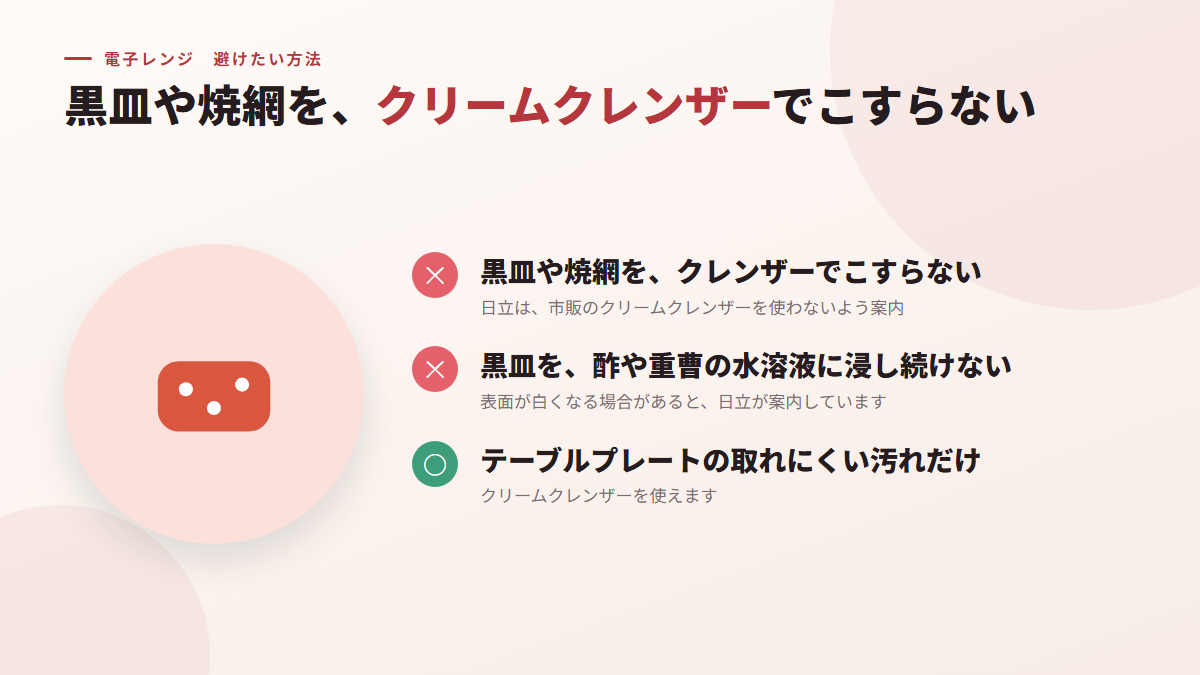 黒皿や焼網を、クリームクレンザーでこする(図)
