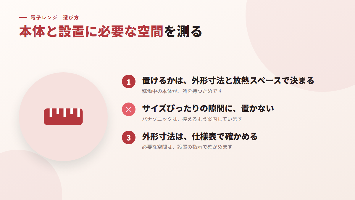 本体と設置に必要な空間を測る(図)