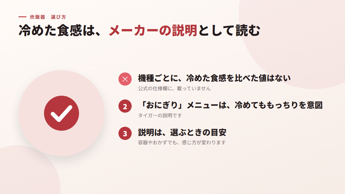 冷めた食感は、メーカーの説明として読む(図)