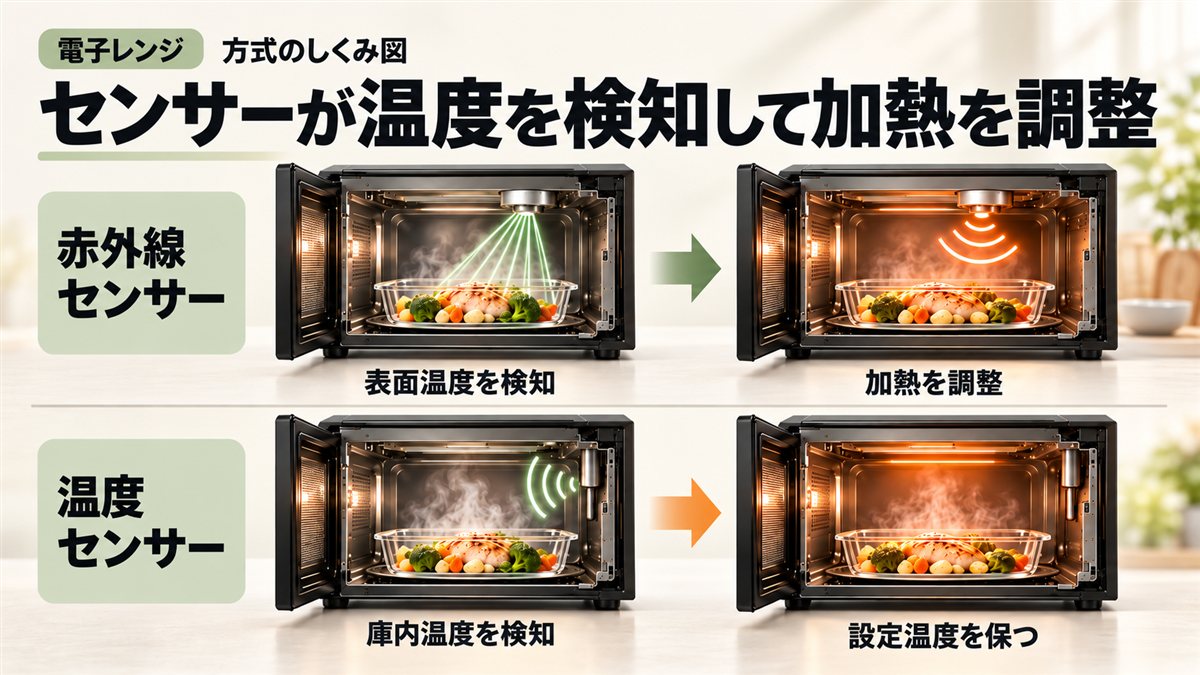 赤外線・温度センサー式の仕組み図