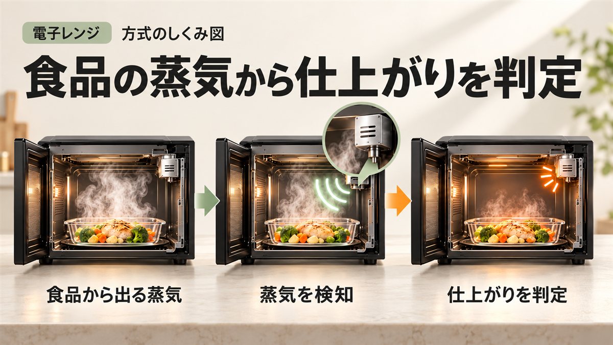 蒸気・湿度センサー式の仕組み図