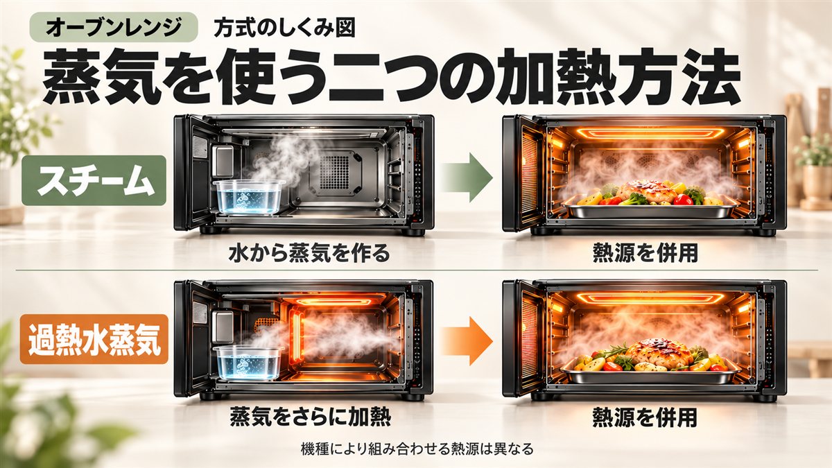スチーム・過熱水蒸気付きの仕組み図