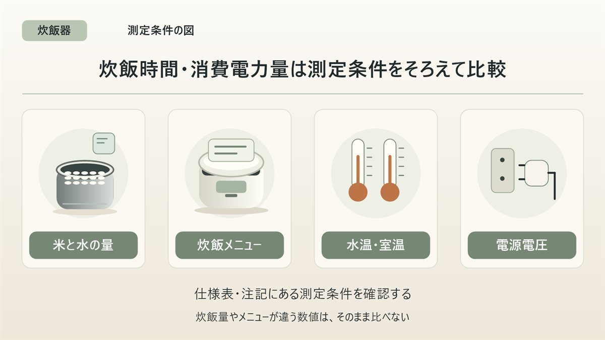 炊飯器の測定条件の図